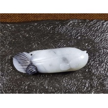 琪玉商城和田玉细腻油润青花籽料连年有余墨鱼挂件24.7克