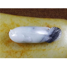 琪玉商城和田玉细腻油润青花籽料连年有余墨鱼挂件24.7克