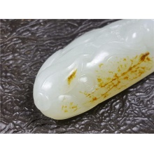 琪玉商城细腻油润撒金皮白玉籽料花开见佛挂件38.6克