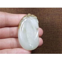 琪玉商城和田玉撒金秋梨皮白玉籽料代代封候挂件30.3克