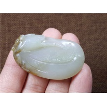琪玉商城和田玉撒金秋梨皮白玉籽料代代封候挂件30.3克