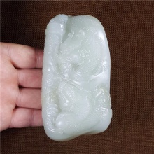 琪玉商城和田玉细腻油润白玉籽料双龙戏珠大摆件441.3克，询价！WP