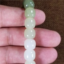 琪玉商城和田玉细腻油润渐变黄口老型珠10X11MM手链籽料34克