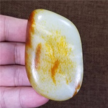 琪玉商城和田玉细腻油润撒金秋梨皮白玉高端玩料92克