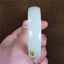 琪玉商城和田玉细腻油润一级脂白黄皮富甲一方白玉手镯93.3克