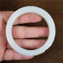 琪玉商城和田玉细腻油润一级脂白黄皮花开富贵白玉手镯86.5克