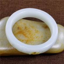 琪玉商城和田玉细腻油润一级脂白黄皮花开富贵白玉手镯86.5克