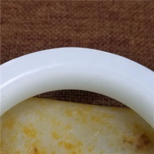 琪玉商城和田玉细腻油润一级脂白黄皮花开富贵白玉手镯86.5克