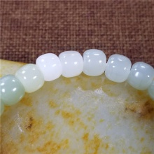 琪玉商城和田玉细腻油润老型珠手链8MM21.8克