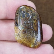 精品收藏细腻油润红黄沁籽料苏州名家王清作品必定成龙挂件13克