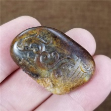 精品收藏细腻油润红黄沁籽料苏州名家王清作品必定成龙挂件13克