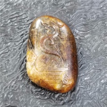 精品收藏细腻油润红黄沁籽料苏州名家王清作品必定成龙挂件13克