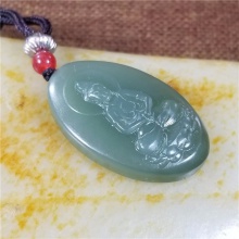琪玉商城和田玉细腻青玉山料观音挂件16.5克