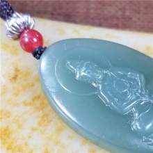 琪玉商城和田玉细腻青玉山料观音挂件16.5克