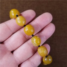 琪玉商城新疆早期地表纯天然戈壁玛瑙鸡油黄沁籽料手链40克