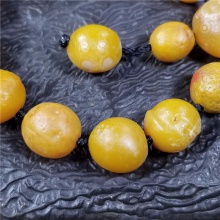 琪玉商城新疆早期地表纯天然戈壁玛瑙鸡油黄沁籽料手链40克