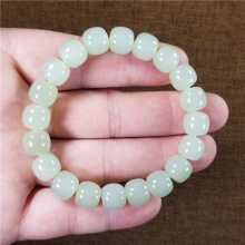 琪玉商城和田玉细腻油润湖水青玉手链9X10MM31.6克