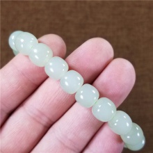 琪玉商城和田玉细腻油润湖水青玉手链9X10MM31.6克