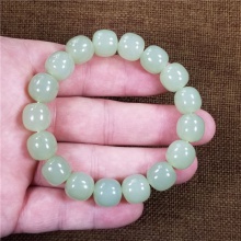 琪玉商城和田玉细腻油润湖水青玉手链10X11MM42克