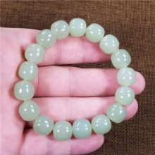 琪玉商城和田玉细腻油润湖水青玉手链10X11MM42克