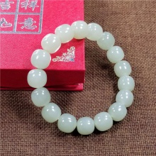 琪玉商城和田玉细腻油润湖水青玉手链10X11MM42克