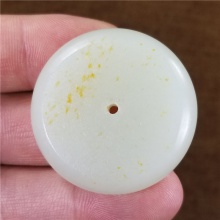 琪玉商城和田玉细腻油润白玉籽料平安扣挂件25.8克