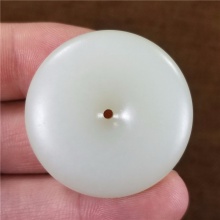 琪玉商城和田玉细腻油润白玉籽料平安扣挂件25.8克