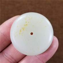 琪玉商城和田玉细腻油润白玉籽料平安扣挂件25.8克