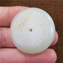 琪玉商城和田玉细腻油润白玉籽料平安扣挂件25.8克