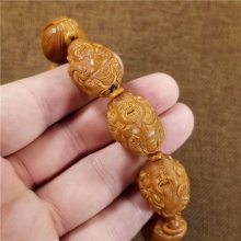 琪玉商城苏工精雕橄榄核雕财神高端文玩手串38.5克