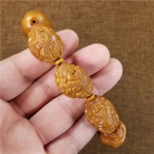 琪玉商城苏工精雕橄榄核雕财神高端文玩手串38.5克