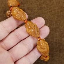 琪玉商城苏工精雕橄榄核雕财神高端文玩手串38.5克