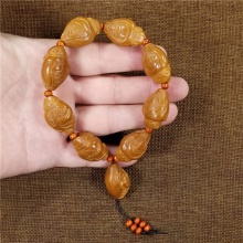 琪玉商城苏工精雕橄榄核雕财神高端文玩手串38.5克