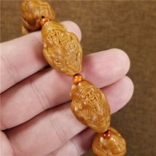 琪玉商城苏工精雕橄榄核雕财神高端文玩手串38.5克
