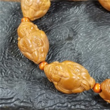琪玉商城苏工精雕橄榄核雕财神高端文玩手串38.5克