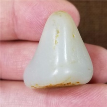 琪玉商城和田玉细腻油润撒金皮白玉大手链籽料14.6克