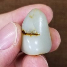 琪玉商城和田玉细腻油润撒金皮白玉大手链籽料14.6克