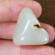 琪玉商城和田玉细腻油润撒金皮白玉大手链籽料14.6克