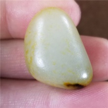 琪玉商城和田玉细腻完整撒金皮白玉手链籽料12.8克